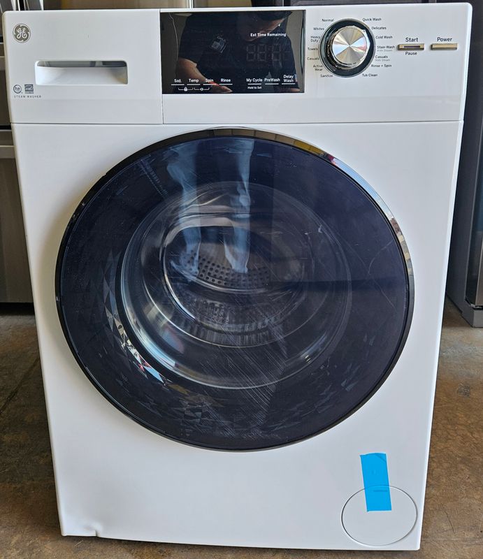 NEW! GE 2.4 cu. ft. Stackable White Front Loading Washing Machine with Steam 1 YearWarranty