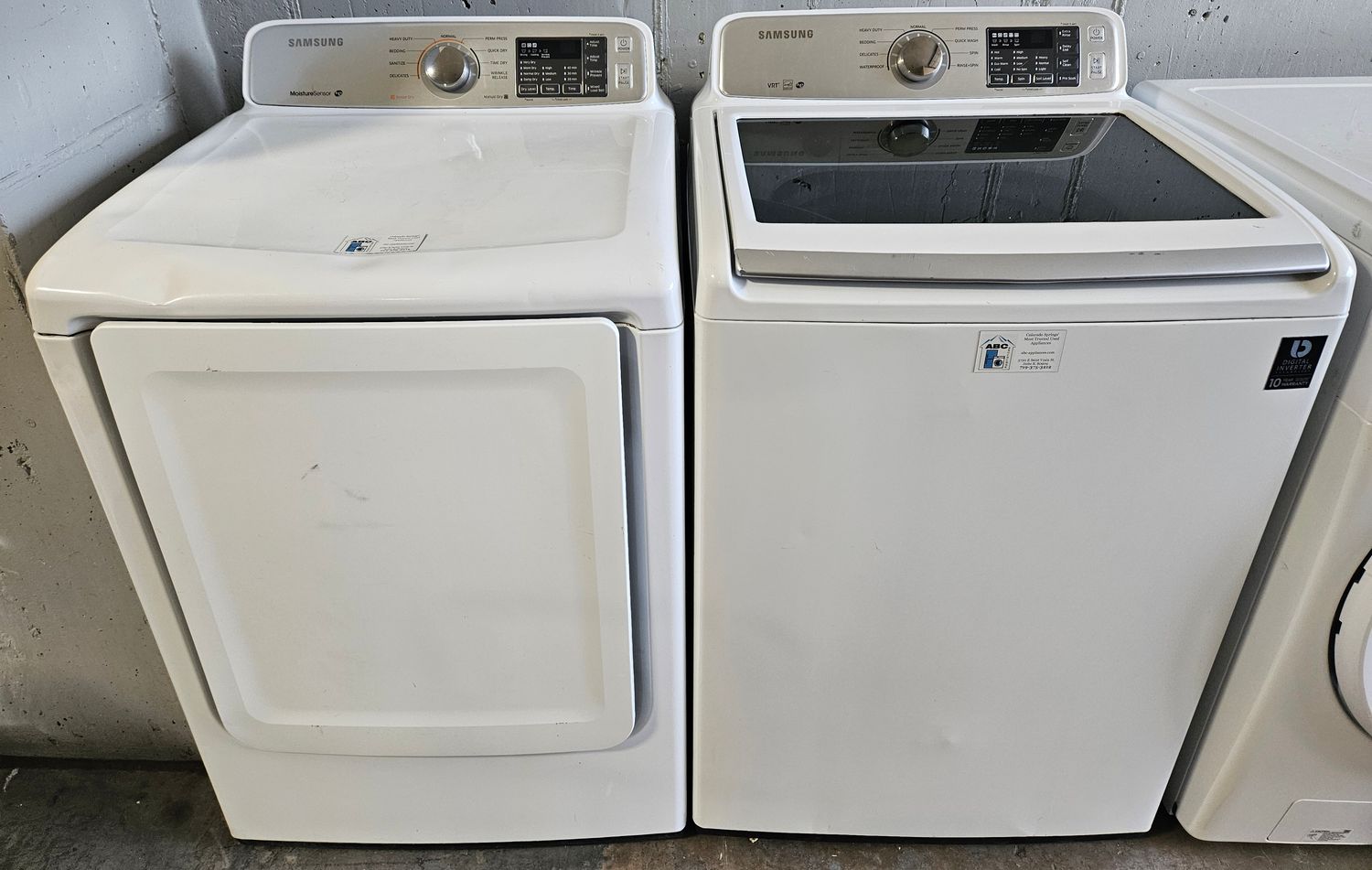USED Samsung Top Load Washer (5.2cu.ft.) &amp; Large Capacity Electric Dryer (7.4cu.ft.)