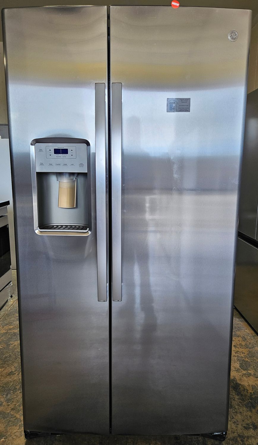NEW! GE 21.8 Cu. Ft. Counter-Depth Fingerprint Resistant Side-By-Side Refrigerator