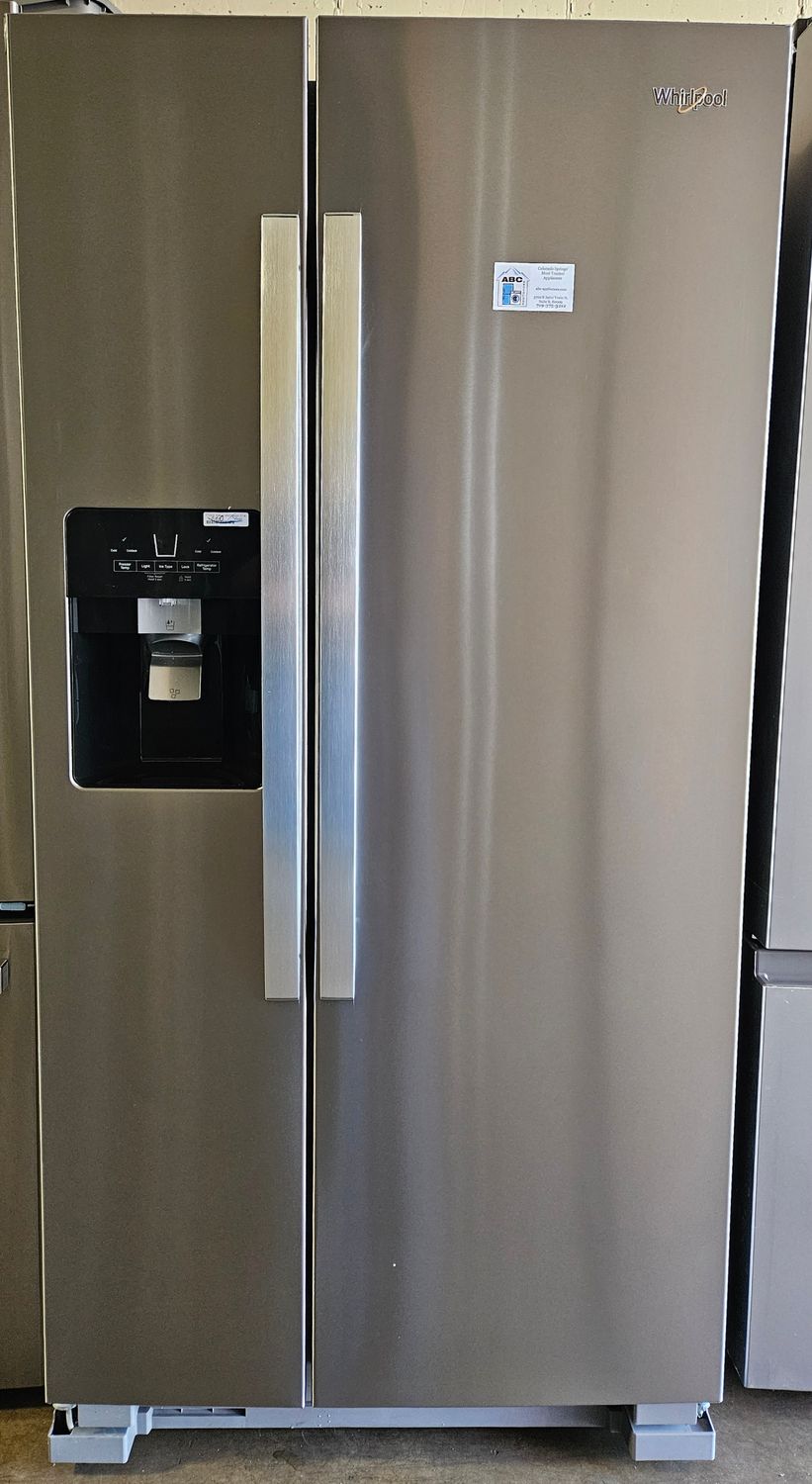 NEW! 21 cu.ft. Whirlpool 33-inch Wide Side-by-Side Refrigerator in Stainless Steel