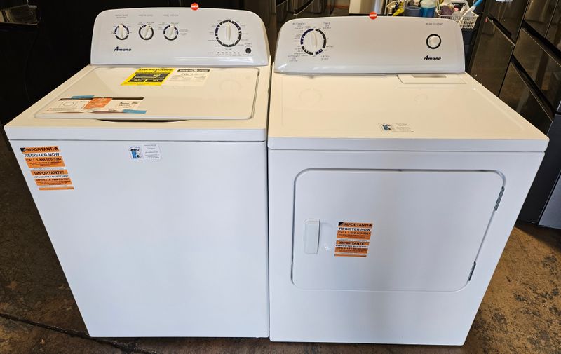 NEW! Amana Top Load Washer (3.8cu.ft.) &amp; Large Capacity Electric Dryer (6.5cu.ft.)