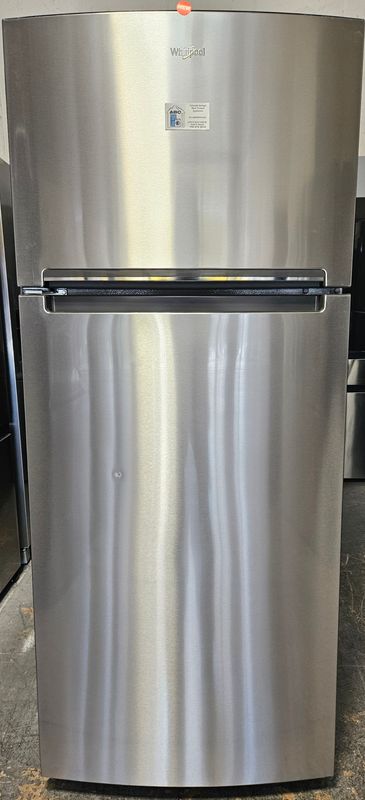 NEW! 18 cu.ft. Whirlpool Top Freezer Refrigerator in Stainless Steel