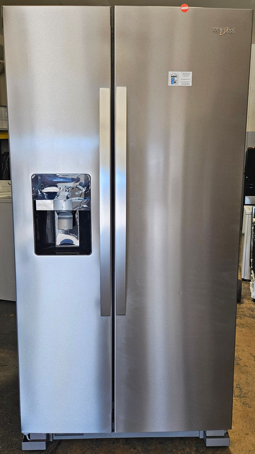NEW! 24cu.ft. Whirlpool Side-by-Side Refrigerator in Stainless Steel NEW! 24cu.ft. Whirlpool Side-by-Side Refrigerator in Stainless Steel