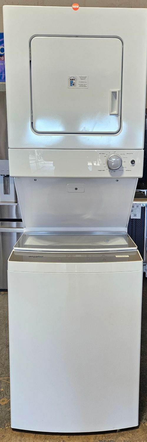 NEW! 24&quot; Whirlpool 1.6 cu.ft Electric Stacked Laundry Center 6 Wash cycles and AutoDry
