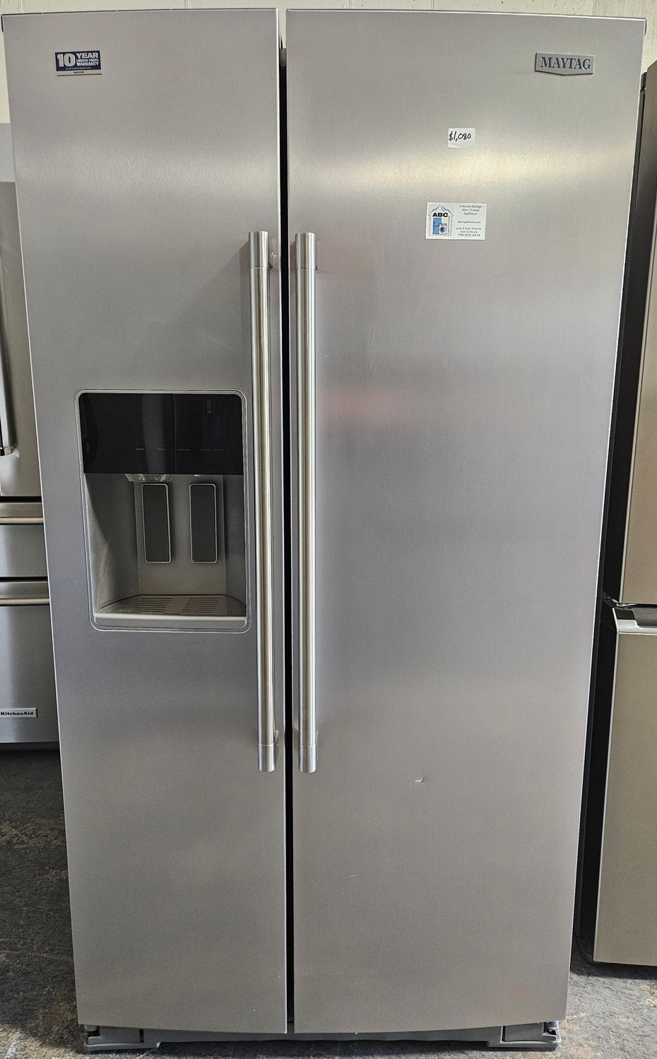 NEW! 20.8 cu.ft. Maytag Counter-Depth Side-by-Side Stainless Refrigerator w/ Arctic Blue Interior NEW! 20.8 cu.ft. Maytag Counter-Depth Side-by-Side Stainless Refrigerator w/ Arctic Blue Interior