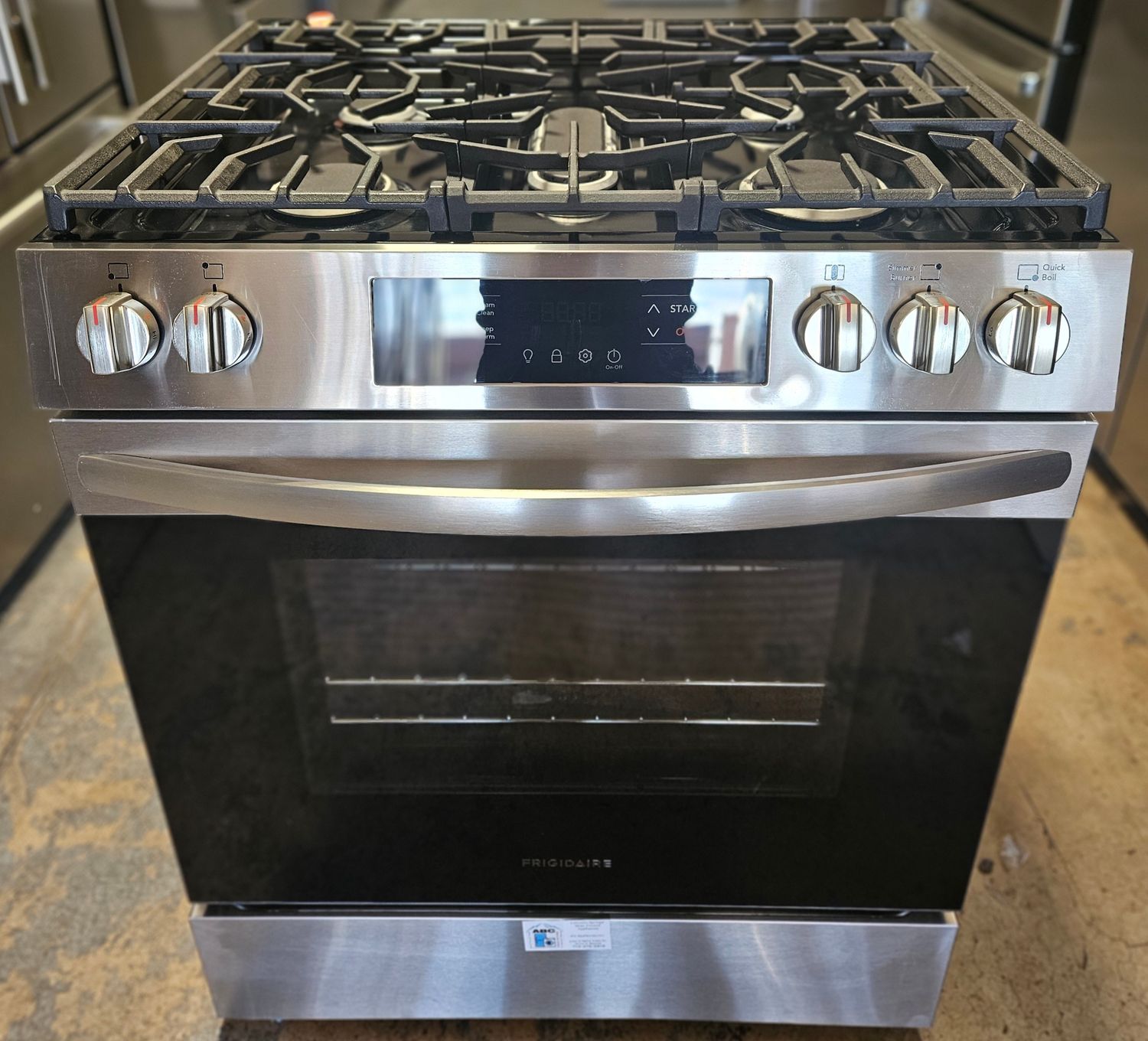 NEW! 30in Frigidaire Gas Range with Steam Clean in Stainless NEW! 30in Frigidaire Gas Range with Steam Clean in Stainless