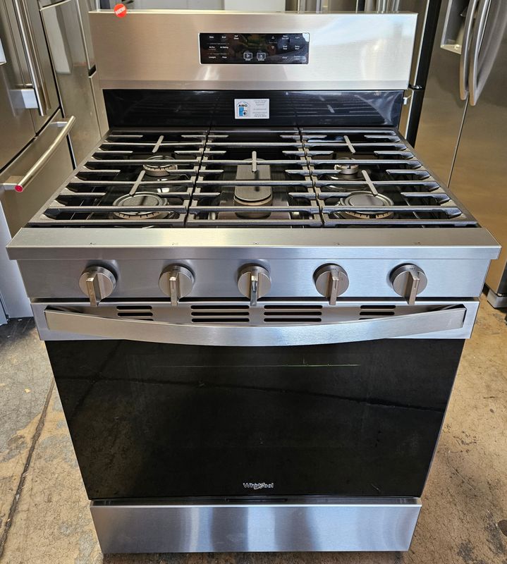 NEW! 30in Whirlpool Gas Range with Air Cooking Technology in Stainless NEW! 30in Whirlpool Gas Range with Air Cooking Technology in Stainless