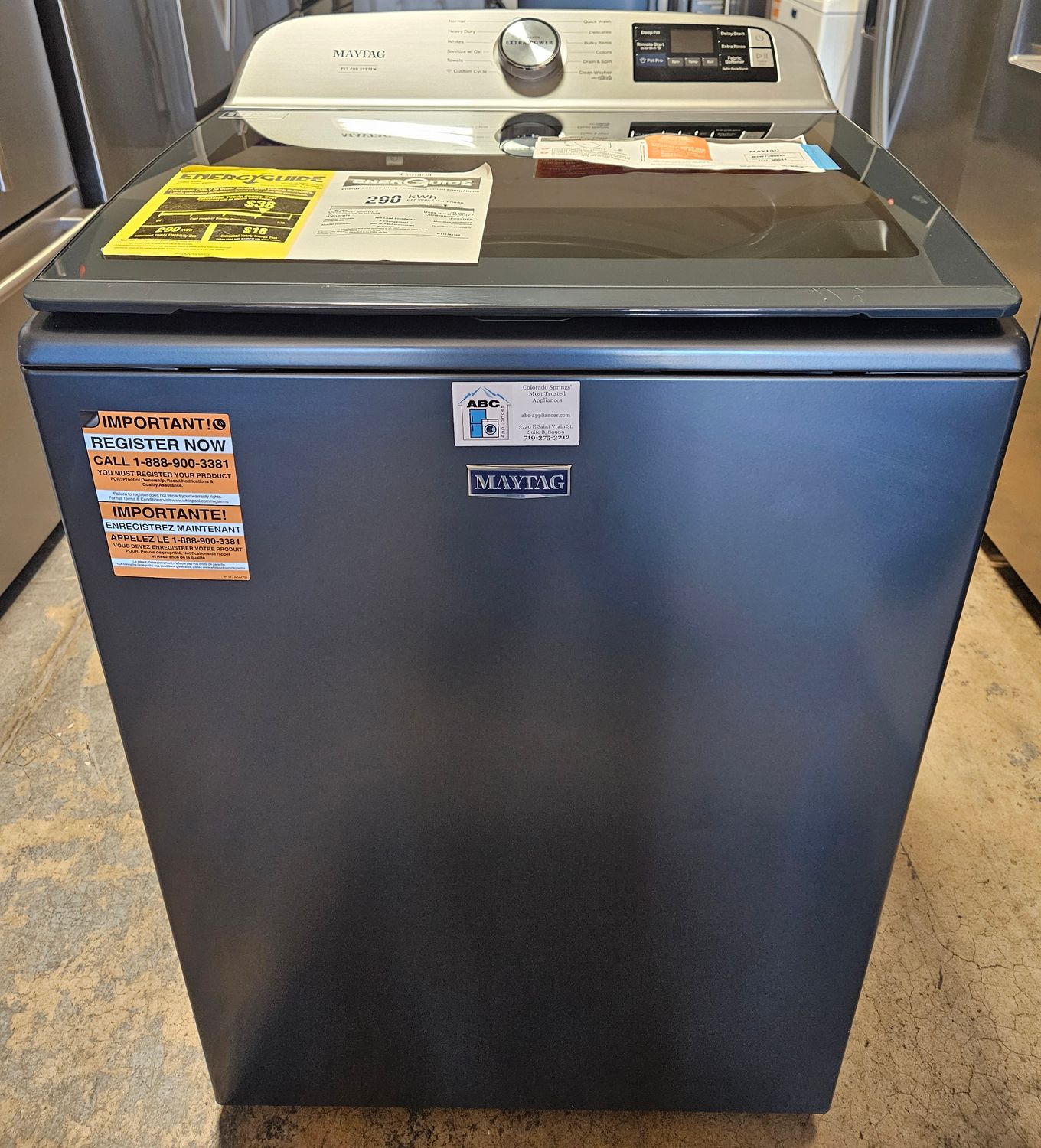 NEW! Maytag Pet Pro Top Load Washer in Midnight Steel (5.3cu.ft.) NEW! Maytag Pet Pro Top Load Washer in Midnight Steel (5.3cu.ft.)