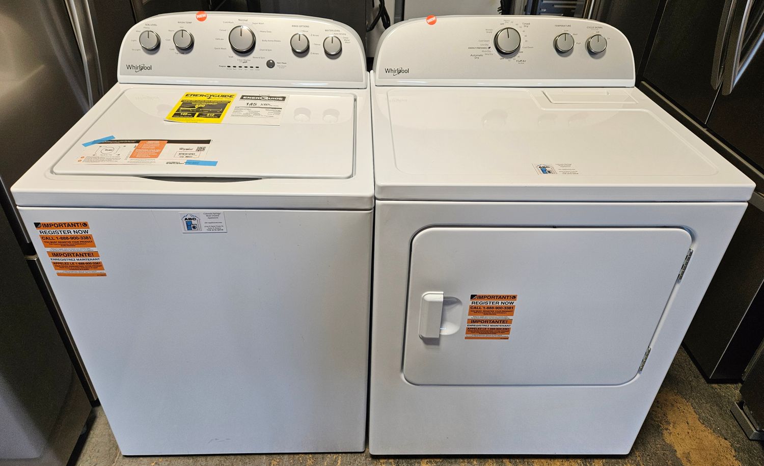 NEW! Whirlpool Top Load Washer (3.5cu.ft.) & Large Capacity Electric Dryer (7.0cu.ft.) NEW! Whirlpool Top Load Washer (3.5cu.ft.) & Large Capacity Electric Dryer (7.0cu.ft.)