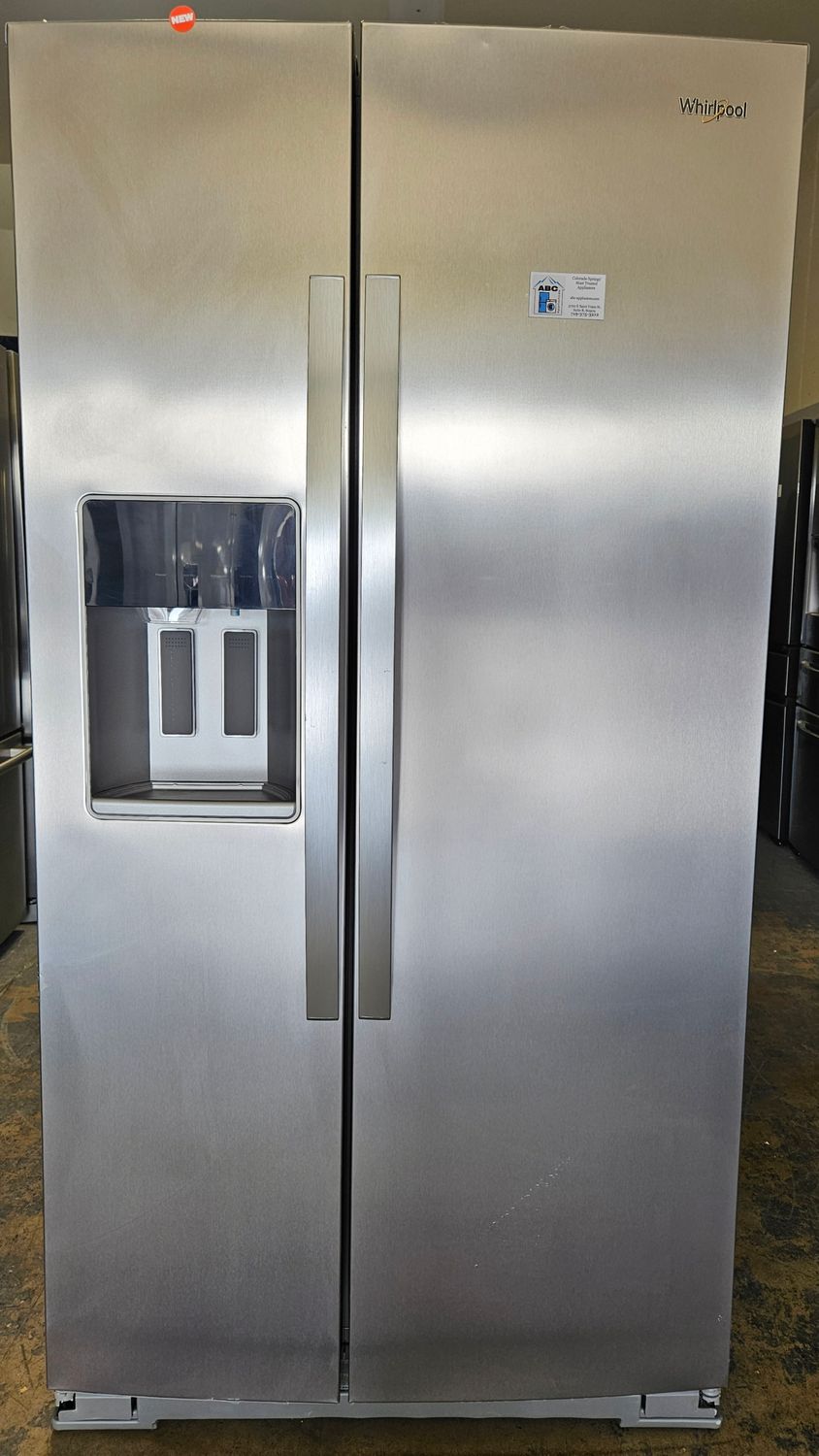 NEW!  20.9cu.ft. Whirlpool Counter-Depth Side-by-Side Refrigerator in Stainless Steel