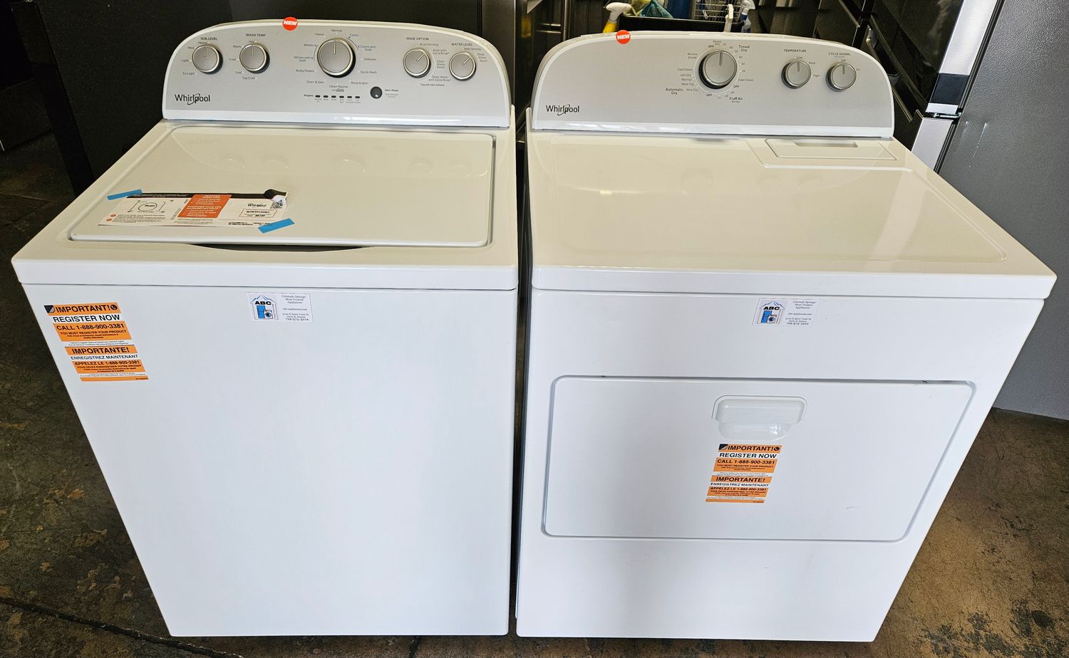 NEW! Whirlpool Top Load Washer (3.8cu.ft.) &amp; Large Capacity Electric Dryer (7.0cu.ft.)