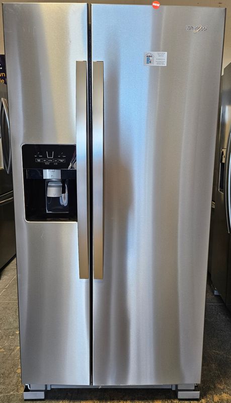 NEW! 21 cu.ft. Whirlpool 33-inch Wide Side-by-Side Refrigerator in Stainless Steel