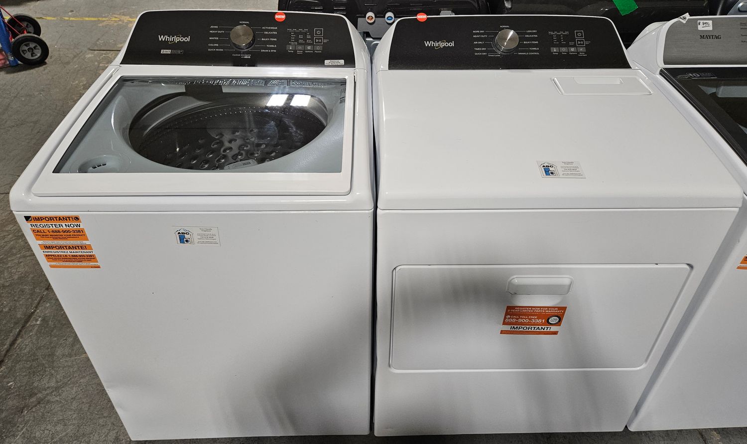 NEW! Whirlpool Top Load Washer (4.8cu.ft.) & Large Capacity Electric Dryer (7.0cu.ft.) NEW! Whirlpool Top Load Washer (4.8cu.ft.) & Large Capacity Electric Dryer (7.0cu.ft.)