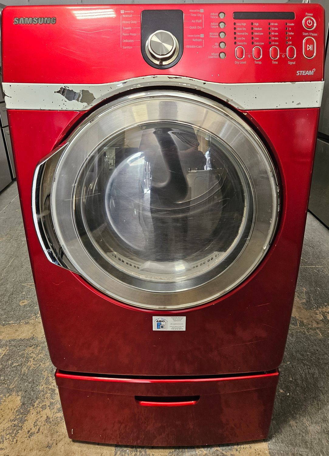 USED Samsung Heavy Duty Large Capacity Electric Dryer (7.4cu.ft.) w/ Pedestal USED Samsung Heavy Duty Large Capacity Electric Dryer (7.4cu.ft.) w/ Pedestal
