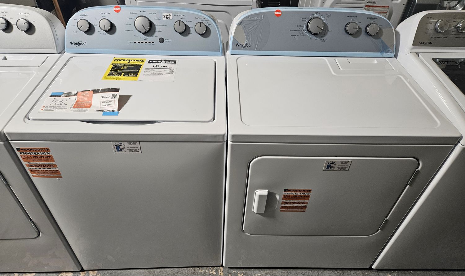 NEW! Whirlpool Top Load Washer (3.5cu.ft.) &amp; Large Capacity Electric Dryer (7.0cu.ft.)
