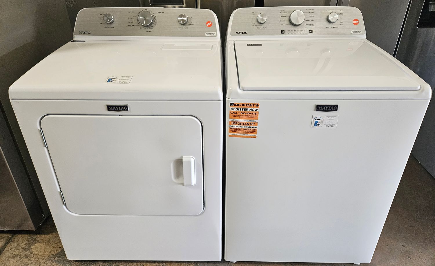 NEW! Maytag Top Load Washer (4.5cu.ft.) &amp; Large Capacity Electric Dryer (7.4cu.ft.)