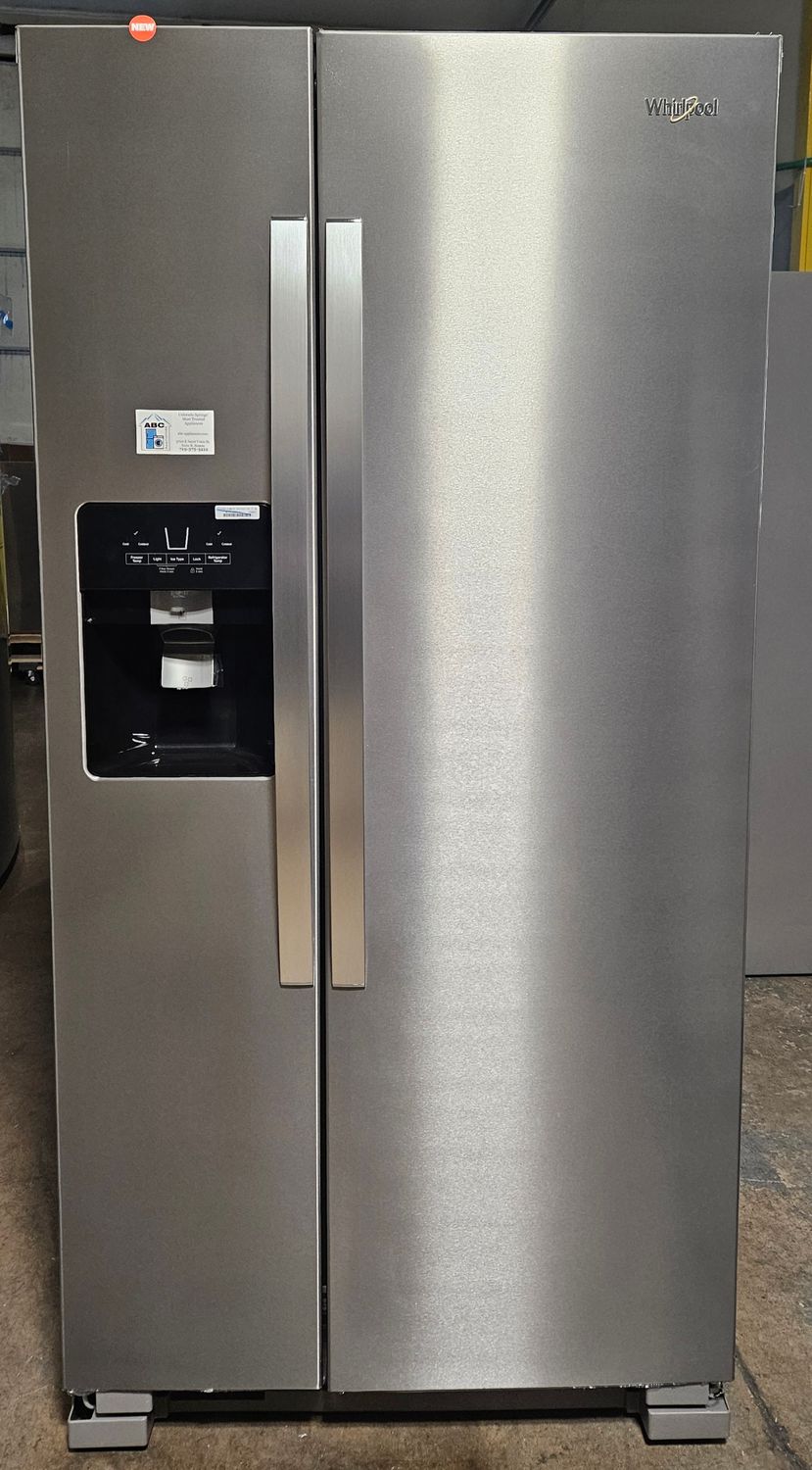 NEW! 21 cu.ft. Whirlpool 33-inch Wide Side-by-Side Refrigerator in Stainless Steel