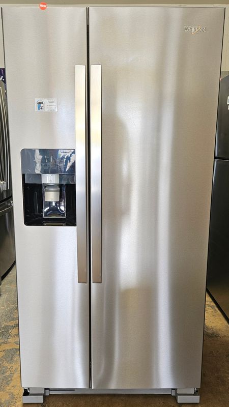 NEW! 21 cu.ft. Whirlpool 33-inch Wide Side-by-Side Refrigerator in Stainless Steel NEW! 21 cu.ft. Whirlpool 33-inch Wide Side-by-Side Refrigerator in Stainless Steel