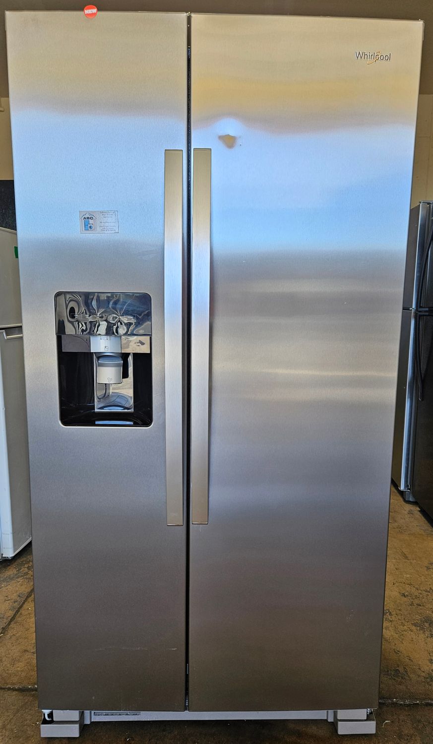 NEW! 24cu.ft. Whirlpool Side-by-Side Refrigerator in Stainless Steel NEW! 24cu.ft. Whirlpool Side-by-Side Refrigerator in Stainless Steel