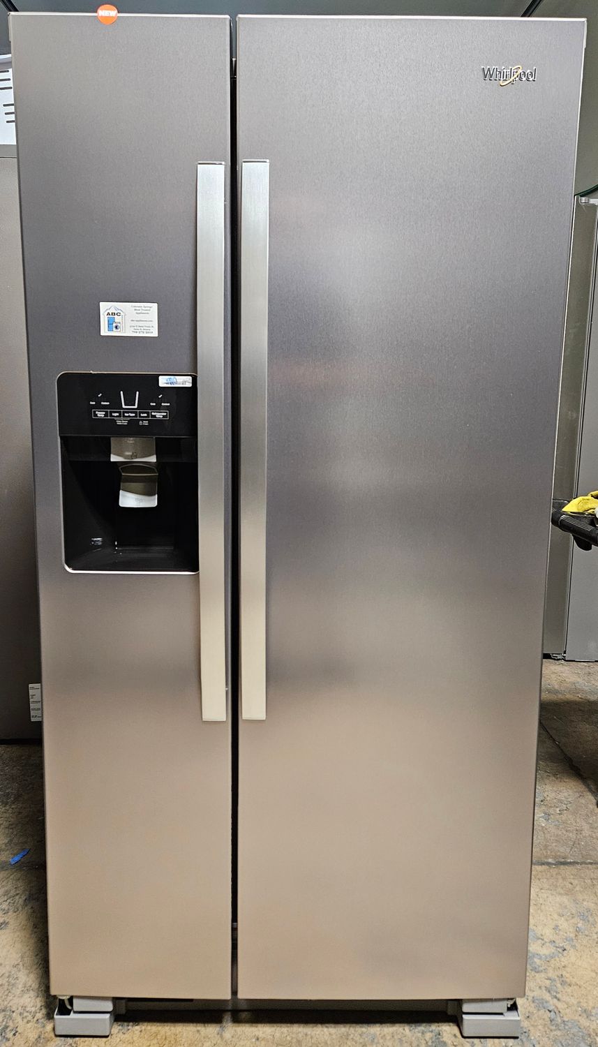 NEW! 21 cu.ft. Whirlpool 33-inch Wide Side-by-Side Refrigerator in Stainless Steel