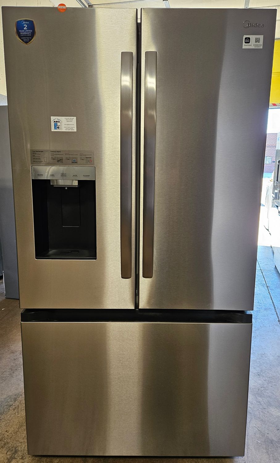 NEW! 29cu.ft. Midea French Door Refrigerator with OneTouch AutoFill in Stainless Steel