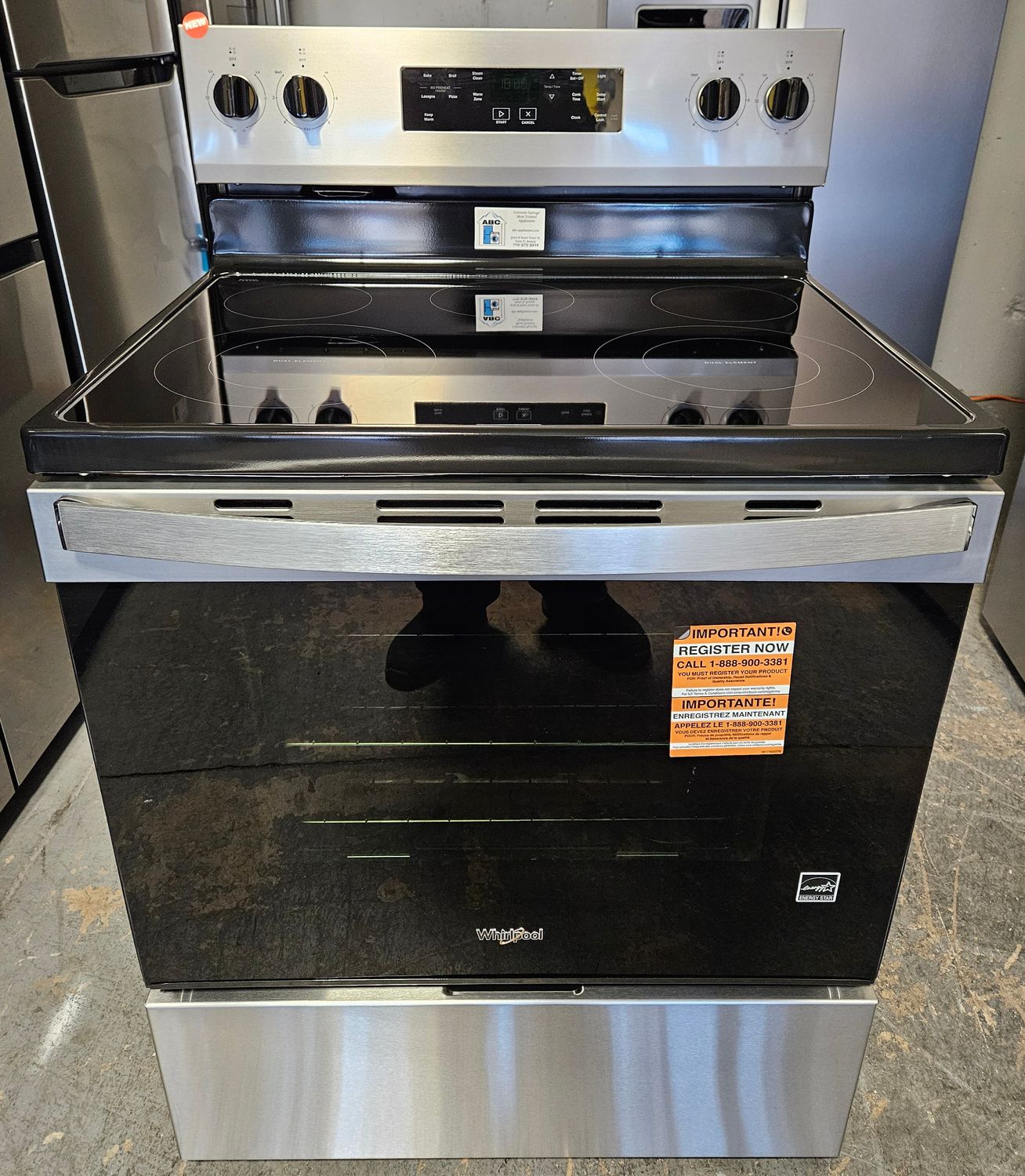 NEW! 30in Whirlpool 5-Burner Glass-Top Range in Stainless Steel