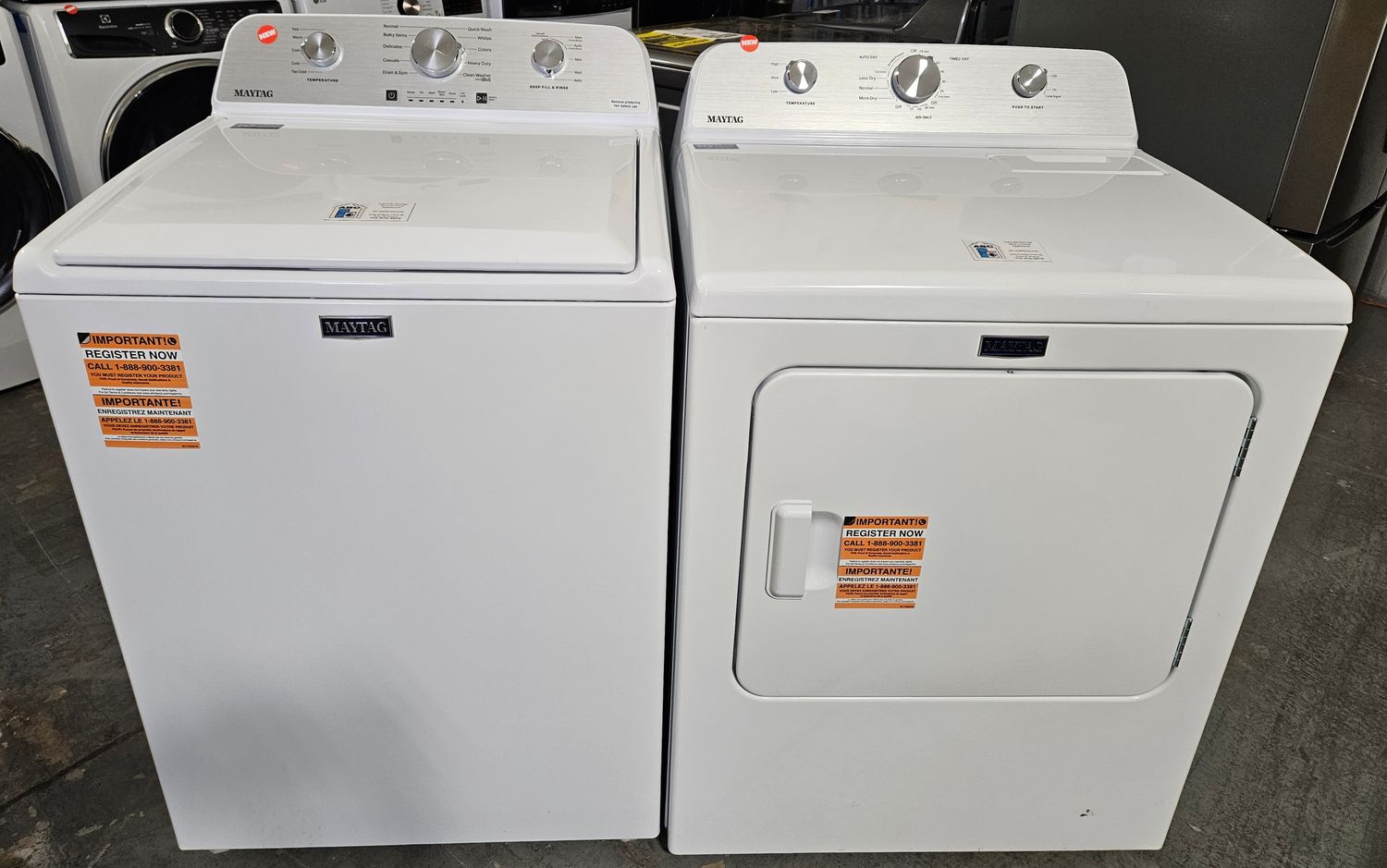 NEW! Maytag Top Load Washer (4.5cu.ft.) &amp; Large Capacity Electric Dryer (7.4cu.ft.)