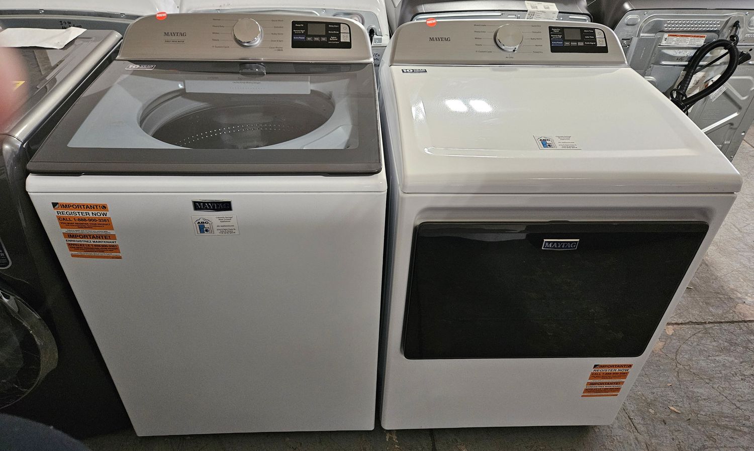 NEW! Maytag Top Load Washer (5.3cu.ft.) &amp; Large Capacity Electric Dryer (7.4cu.ft.)