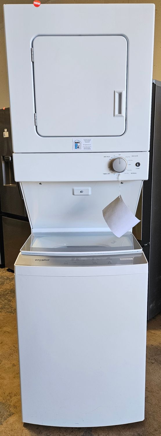 NEW! 24" Whirlpool Electric Stacked Laundry Center w/ 1.6cu.ft Washer and 3.4cu.ft Dryer
