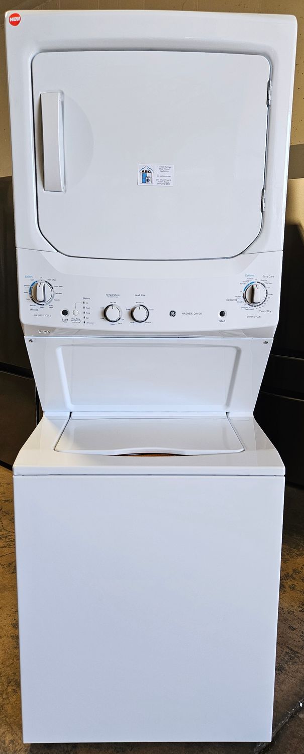 NEW! GE Unitized Spacemaker w/ 3.8cu.ft Washer and 5.9cu.ft Electric Dryer