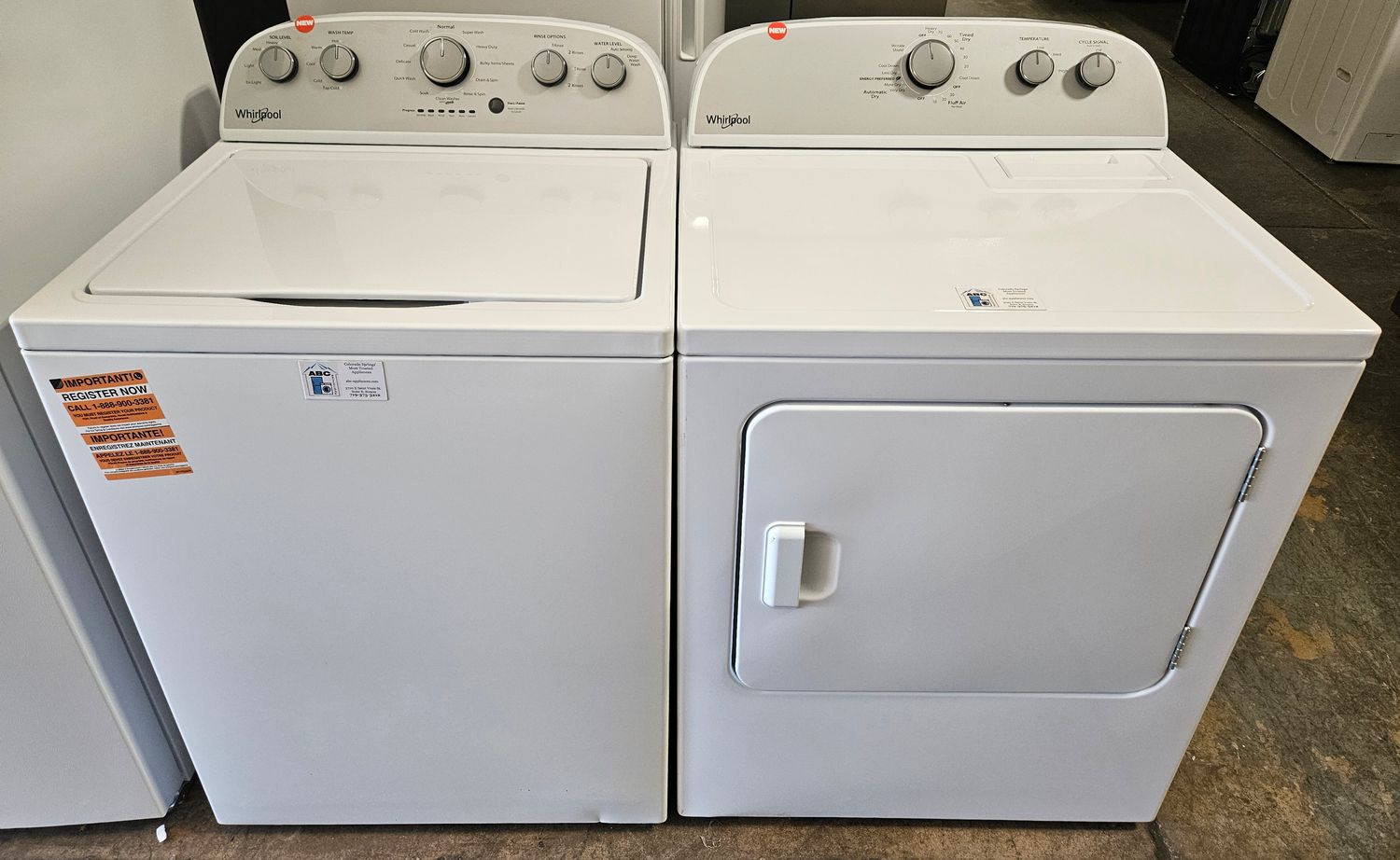 NEW! Whirlpool Top Load Washer (3.5cu.ft.) &amp; Large Capacity Electric Dryer (7.0cu.ft.)