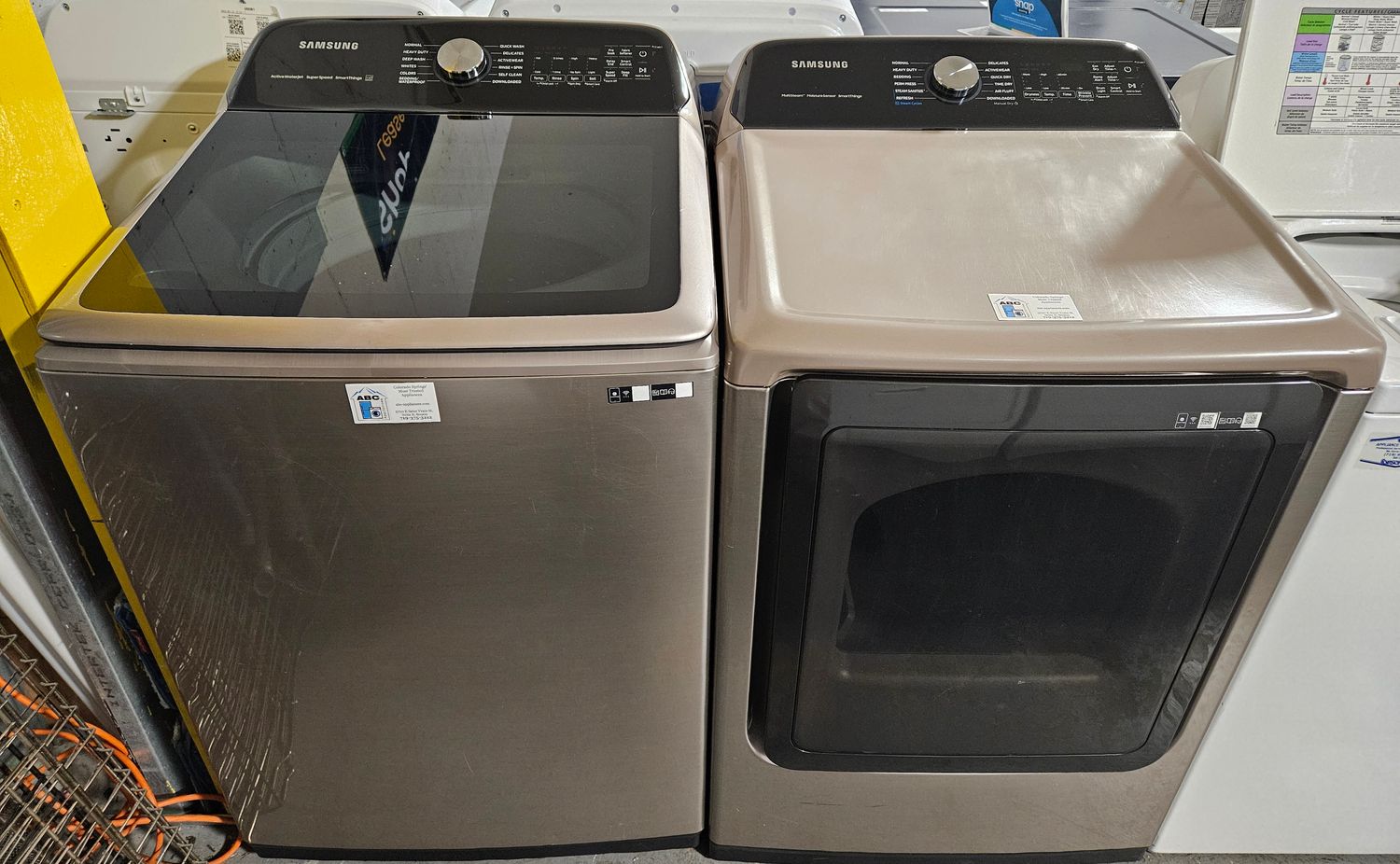 USED Samsung Top Load Washer (5.2cu.ft.) &amp; Large Capacity Electric Dryer (7.4cu.ft.)