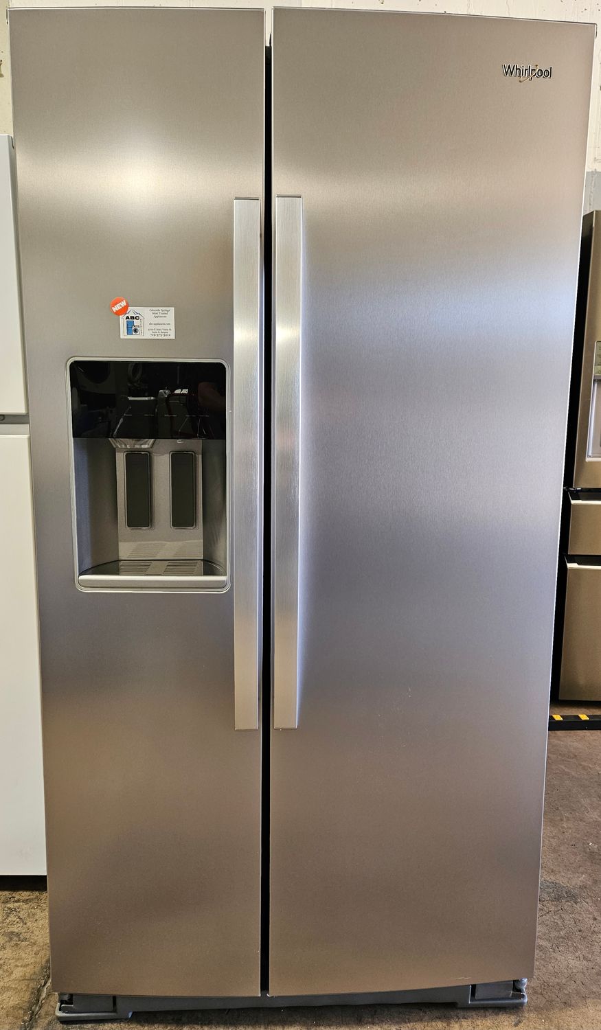 NEW! 20.9cu.ft. Whirlpool Side-by-Side Refrigerator in Stainless Steel