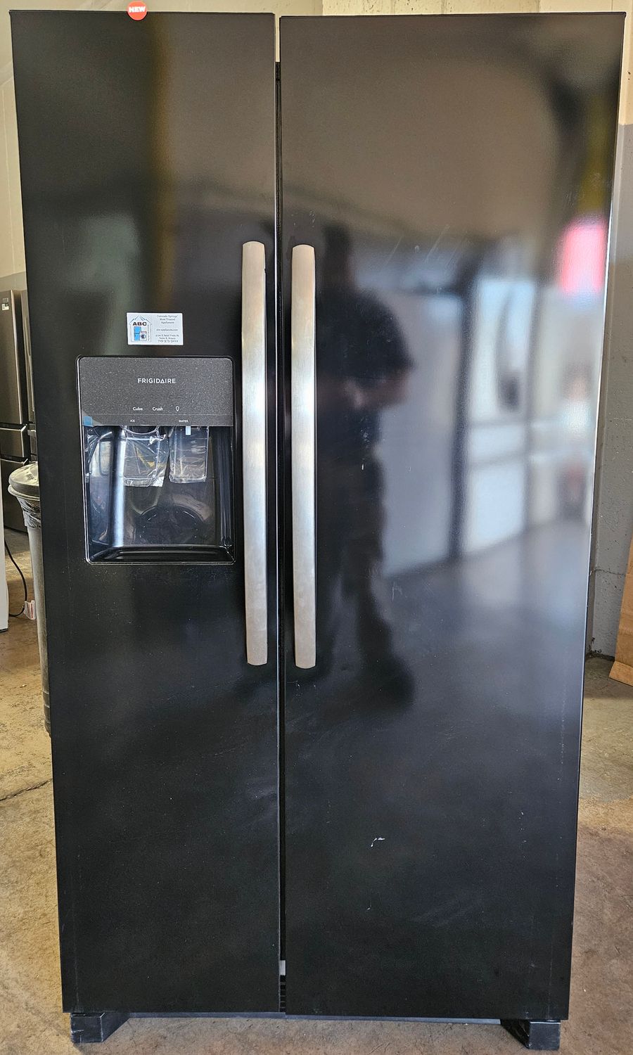 NEW! 26 cu.ft. Frigidaire Side-by-Side Refrigerator in Black w/Stainless Steel Handles