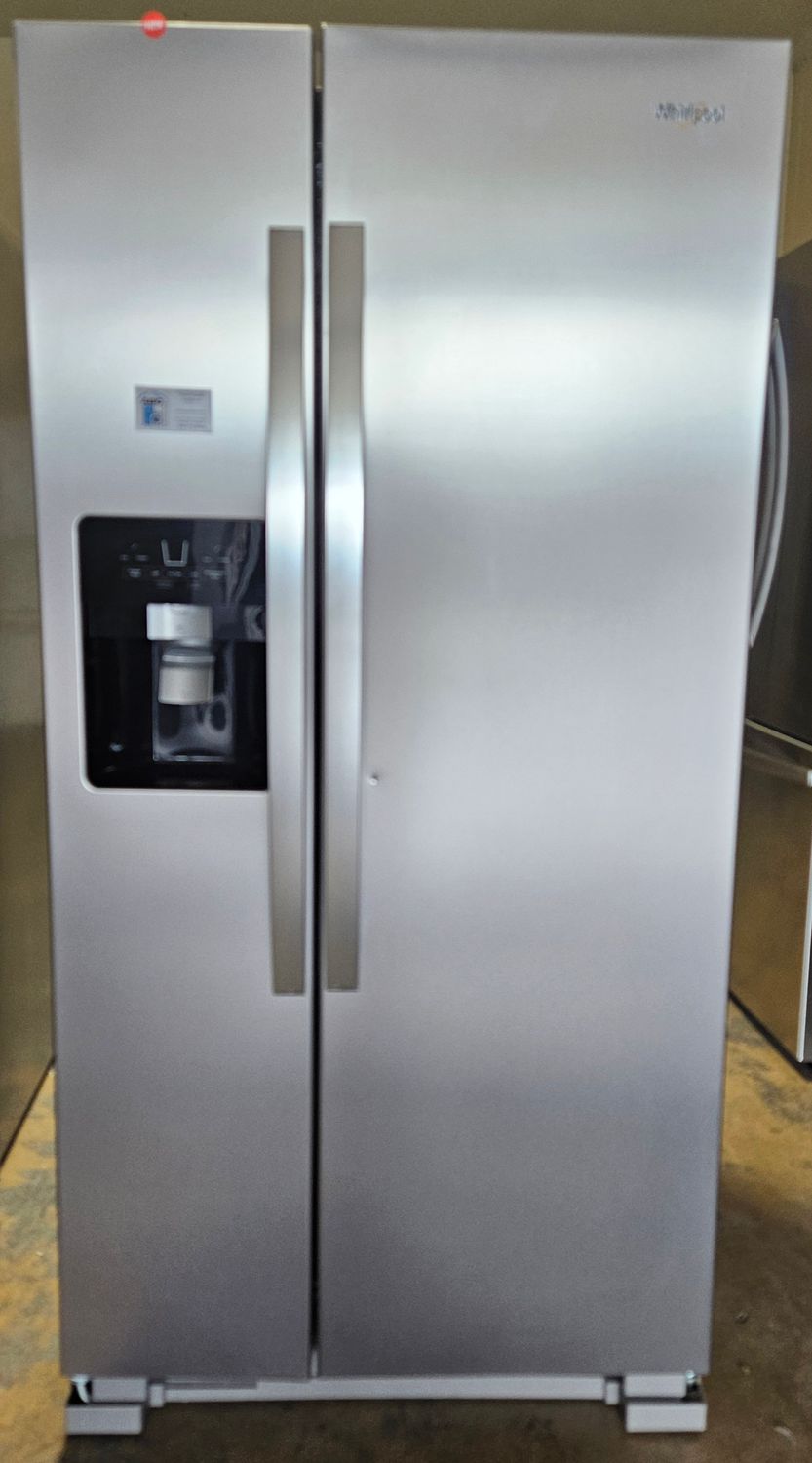 NEW! 21 cu.ft. Whirlpool 33-inch Wide Side-by-Side Refrigerator in Stainless Steel