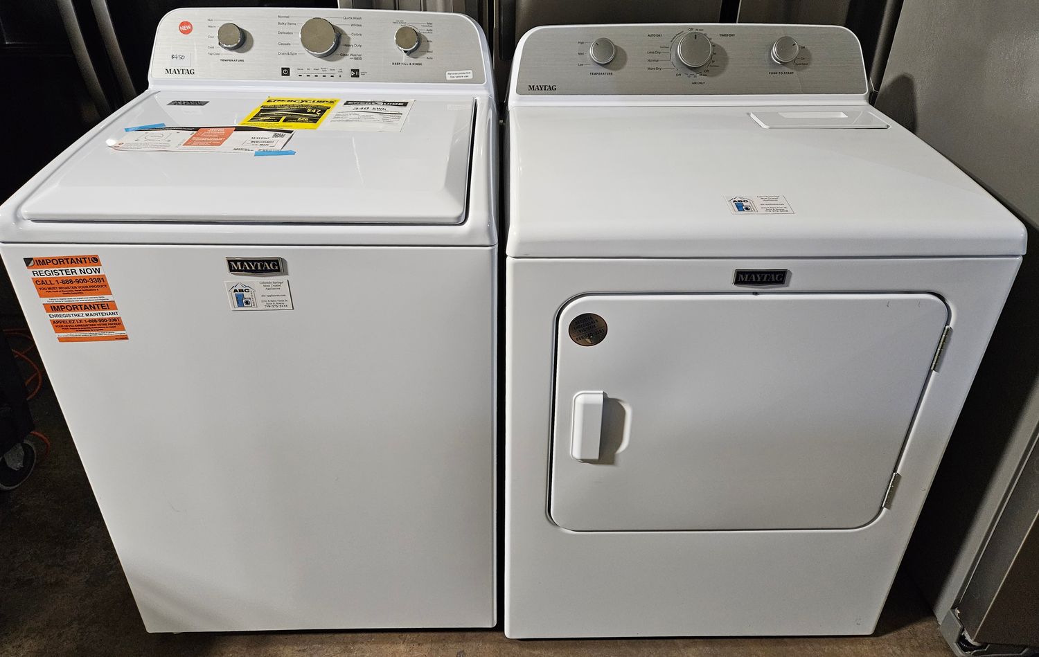 NEW Maytag Top Load Washer (4.5cu.ft.) &amp; USED Large Capacity Electric Dryer (7.4cu.ft.)