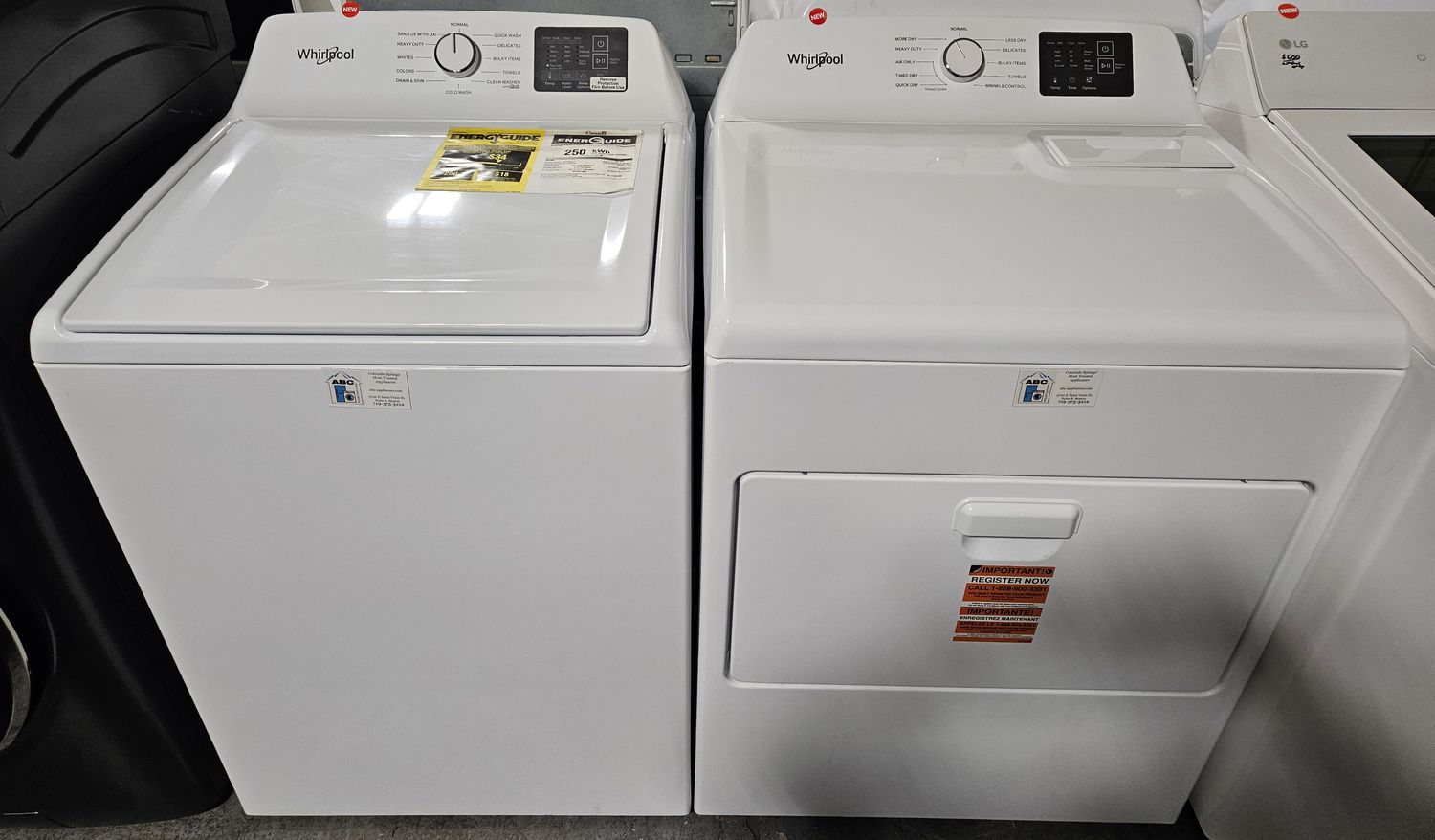 NEW! Whirlpool Top Load Washer (4.1cu.ft.) &amp; Large Capacity Electric Dryer (7.0cu.ft.)