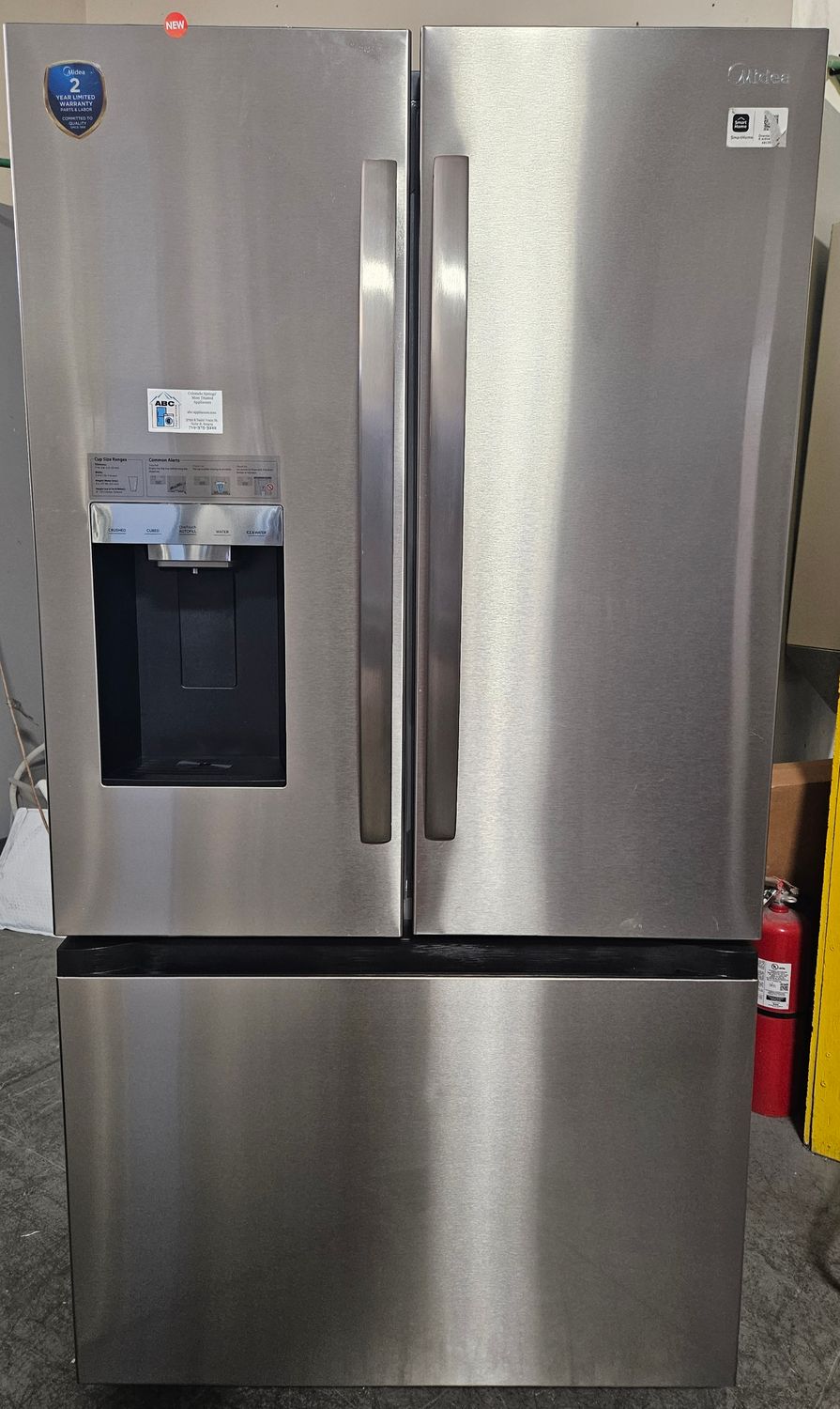 NEW! 29cu.ft. Midea French Door Refrigerator with OneTouch AutoFill in Stainless Steel