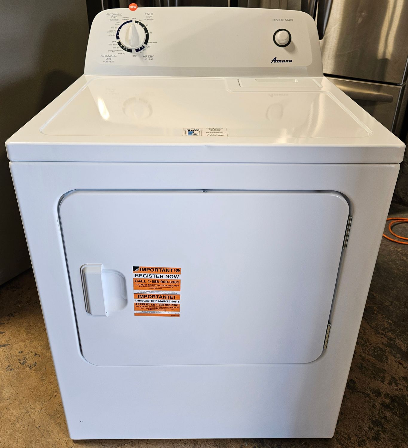NEW! Amana 6.5 cu.ft. vented Front Load Electric Dryer in White
