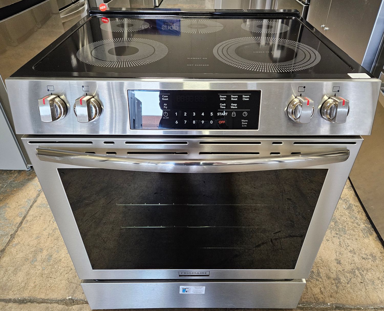 NEW! 30in Frigidaire Gallery 5-Burner Glass-Top Front Control Electric Range in Stainless Steel