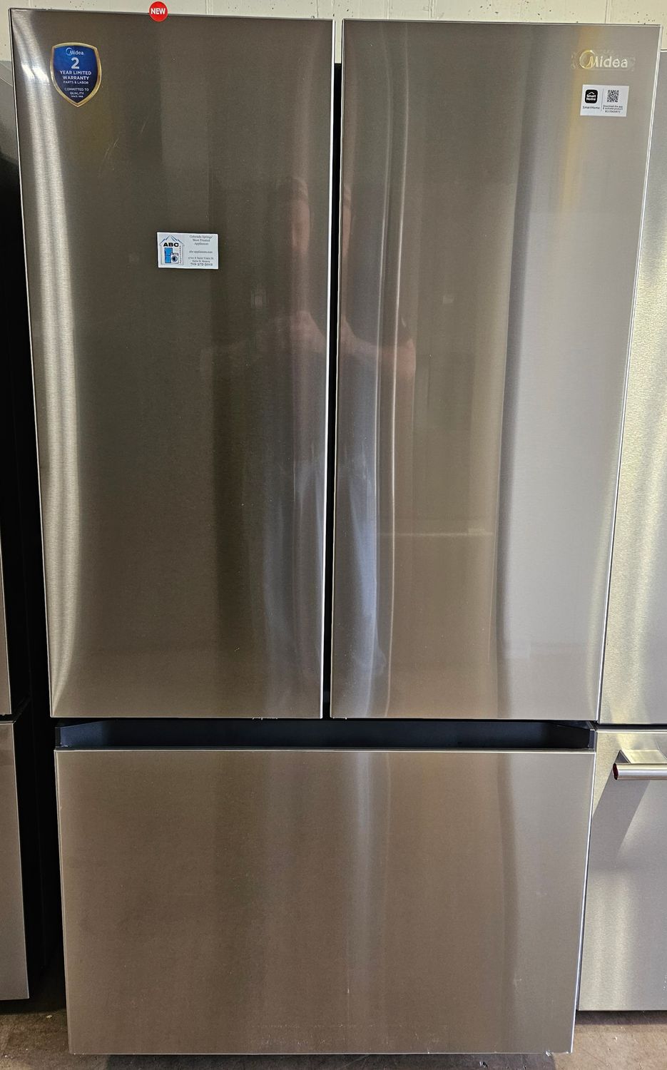 NEW! 27cu.ft. Midea Counter-Depth French Door Refrigerator in Stainless Steel
