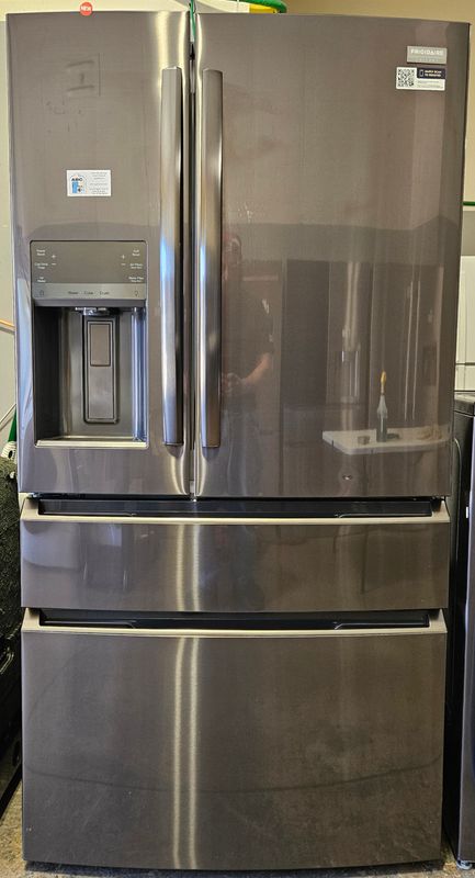 NEW! 22cu.ft. Frigidaire Gallery Counter-Depth 4-Door French Door Refrigerator in Black Stainless