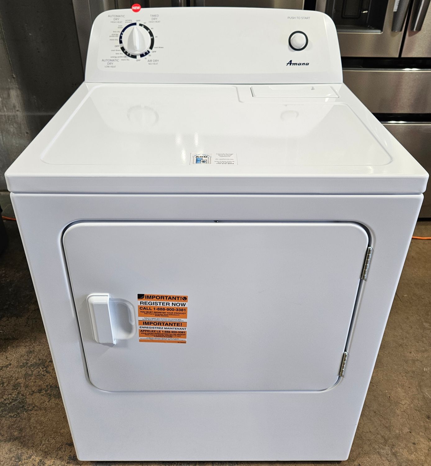 NEW! Amana 6.5 cu.ft. Heavy Duty Large Capacity Electric Dryer in White