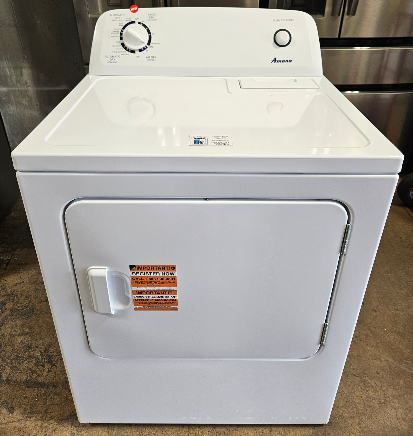 NEW! Amana 6.5 cu.ft. Heavy Duty Large Capacity Electric Dryer in White