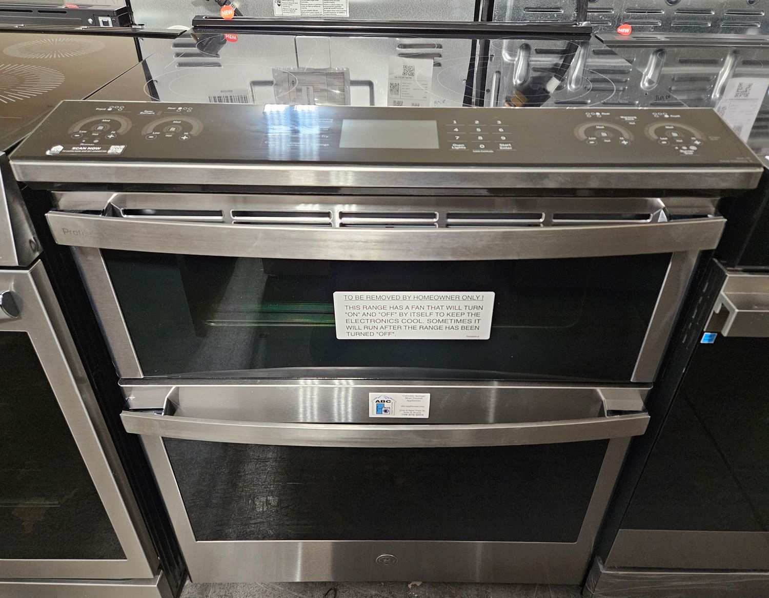 NEW! 30in GE Profile 5-Burner Glass-top Slide-in Electric Double Oven Range