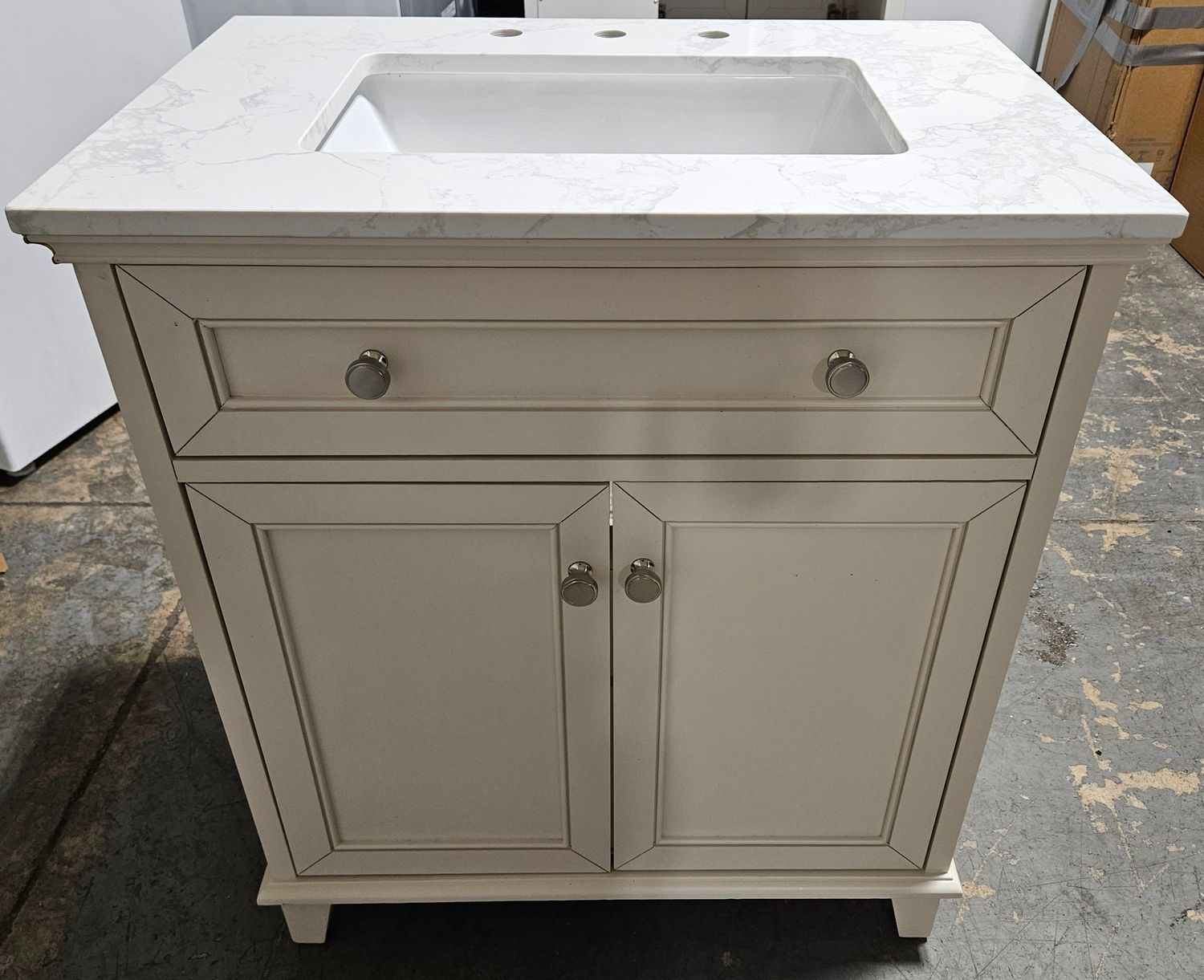 NEW! allen + roth Lambert 30-in Linen White Undermount Single Sink Bathroom Vanity