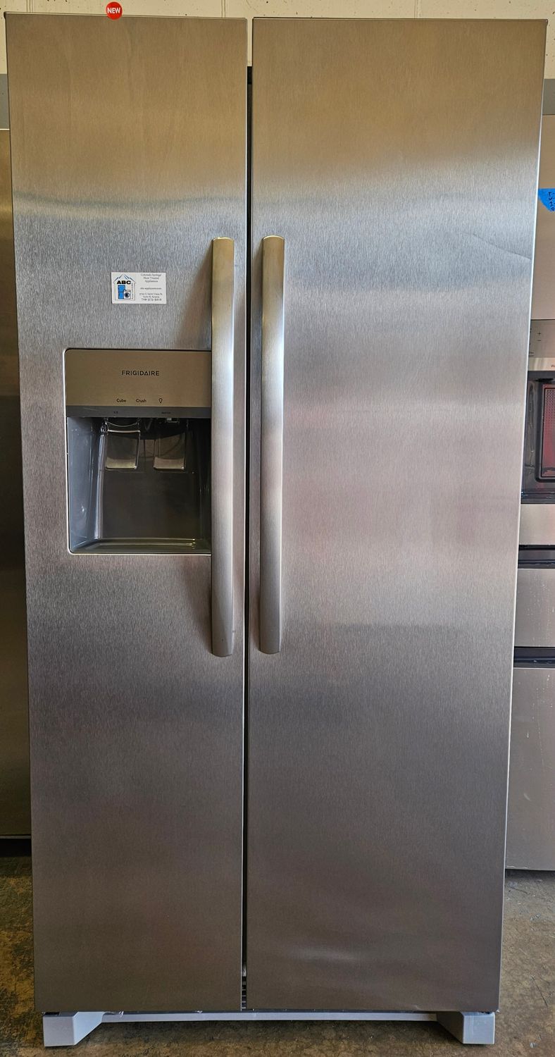 NEW! 22cu.ft. Frigidaire 33" Side-by-Side Refrigerator in Stainless Steel