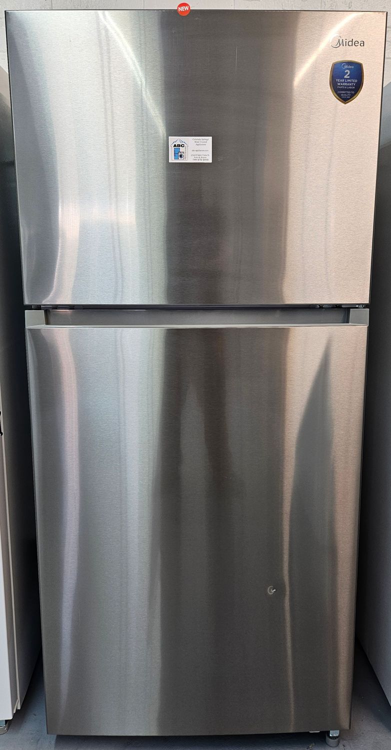 NEW! 21cu.ft. Midea Garage-Ready Top Freezer Refrigerator in Stainless Steel
