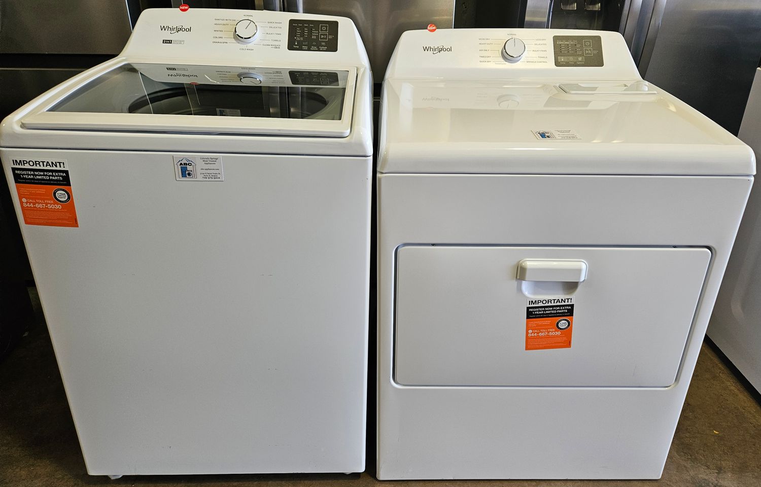 NEW! Whirlpool Top Load Washer (4.3cu.ft.) &amp; Large Capacity Electric Dryer (7.0cu.ft.)