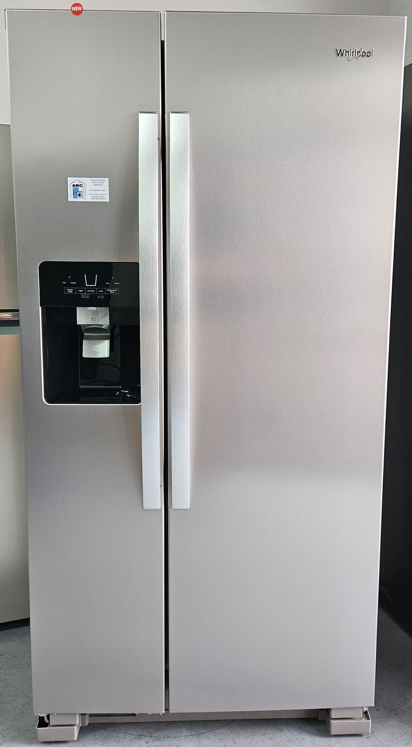 NEW! 21 cu.ft. Whirlpool 33-inch Wide Side-by-Side Refrigerator in Stainless Steel